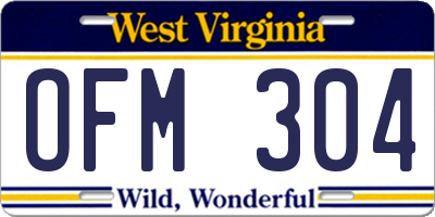 WV license plate OFM304