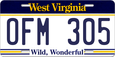 WV license plate OFM305