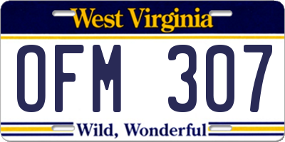 WV license plate OFM307