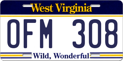 WV license plate OFM308