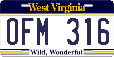 WV license plate OFM316