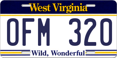 WV license plate OFM320