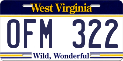 WV license plate OFM322