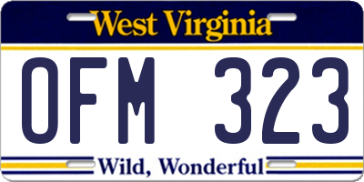 WV license plate OFM323