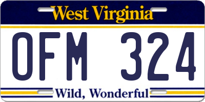 WV license plate OFM324