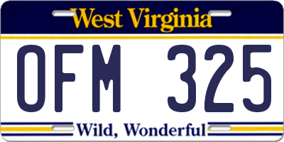 WV license plate OFM325