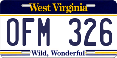 WV license plate OFM326