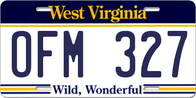 WV license plate OFM327
