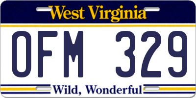 WV license plate OFM329