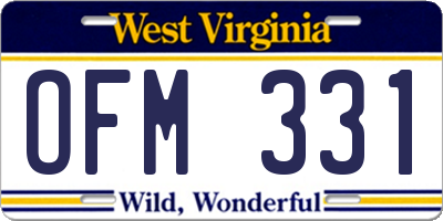 WV license plate OFM331