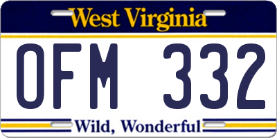 WV license plate OFM332