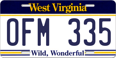 WV license plate OFM335