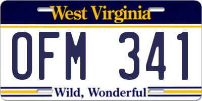 WV license plate OFM341