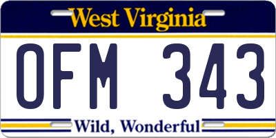 WV license plate OFM343