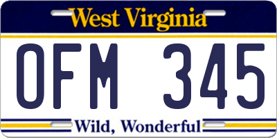 WV license plate OFM345