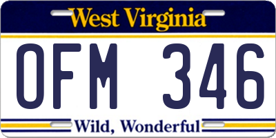 WV license plate OFM346
