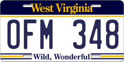 WV license plate OFM348