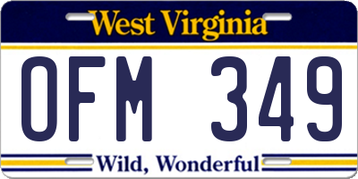 WV license plate OFM349