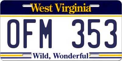 WV license plate OFM353