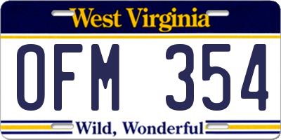 WV license plate OFM354