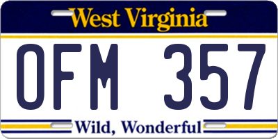 WV license plate OFM357