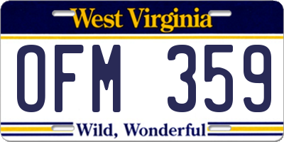 WV license plate OFM359