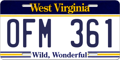 WV license plate OFM361