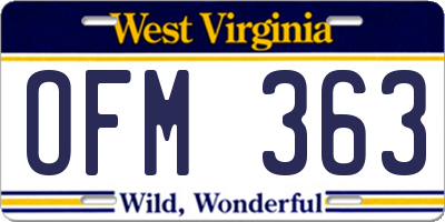 WV license plate OFM363