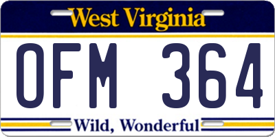 WV license plate OFM364