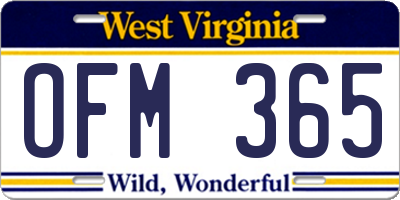 WV license plate OFM365