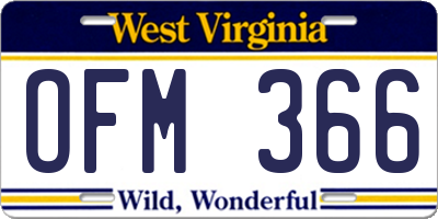 WV license plate OFM366