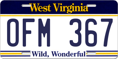WV license plate OFM367