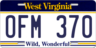 WV license plate OFM370