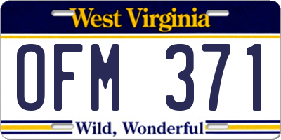 WV license plate OFM371