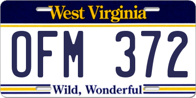 WV license plate OFM372