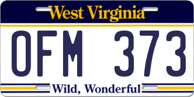 WV license plate OFM373