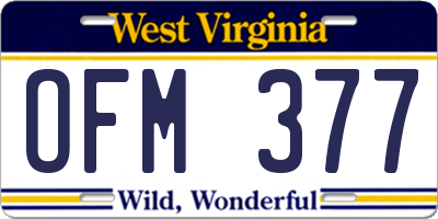 WV license plate OFM377