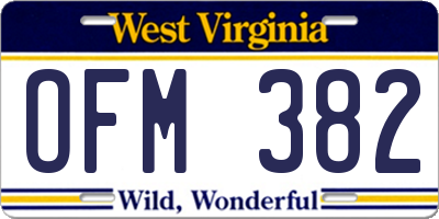 WV license plate OFM382
