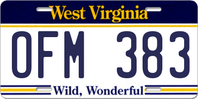 WV license plate OFM383
