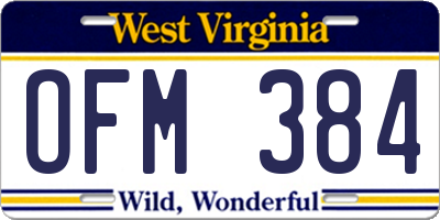 WV license plate OFM384