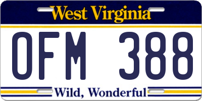WV license plate OFM388