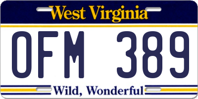 WV license plate OFM389