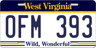 WV license plate OFM393