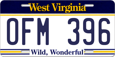 WV license plate OFM396
