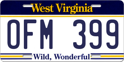WV license plate OFM399
