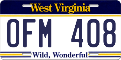 WV license plate OFM408