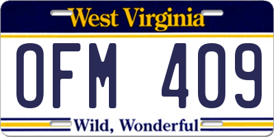 WV license plate OFM409