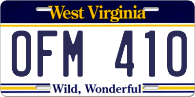 WV license plate OFM410