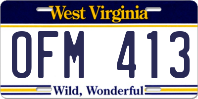 WV license plate OFM413