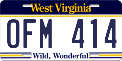 WV license plate OFM414